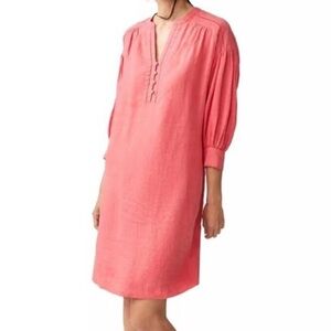 J. Mclaughlin Nylee Linen Mini Dress 3/4 sleeve Pockets Coral dress